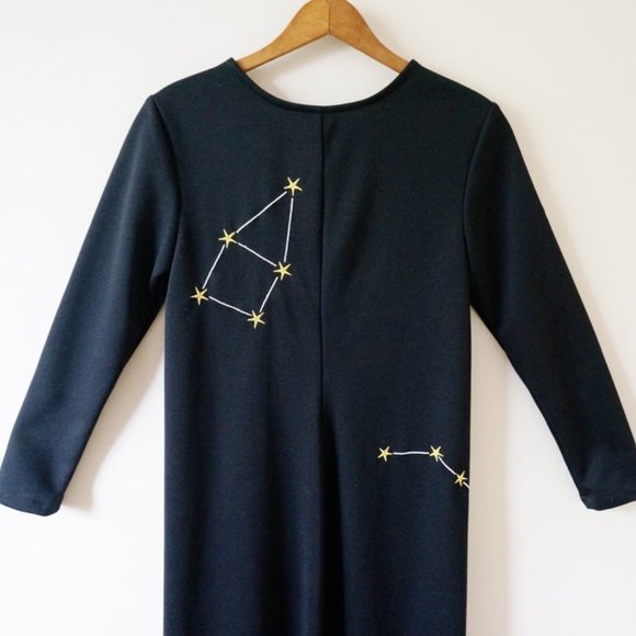 NEW Samantha Pleet Black Long Sleeve Star Constellation Embroidered Maxi Dress - Picture 5 of 10